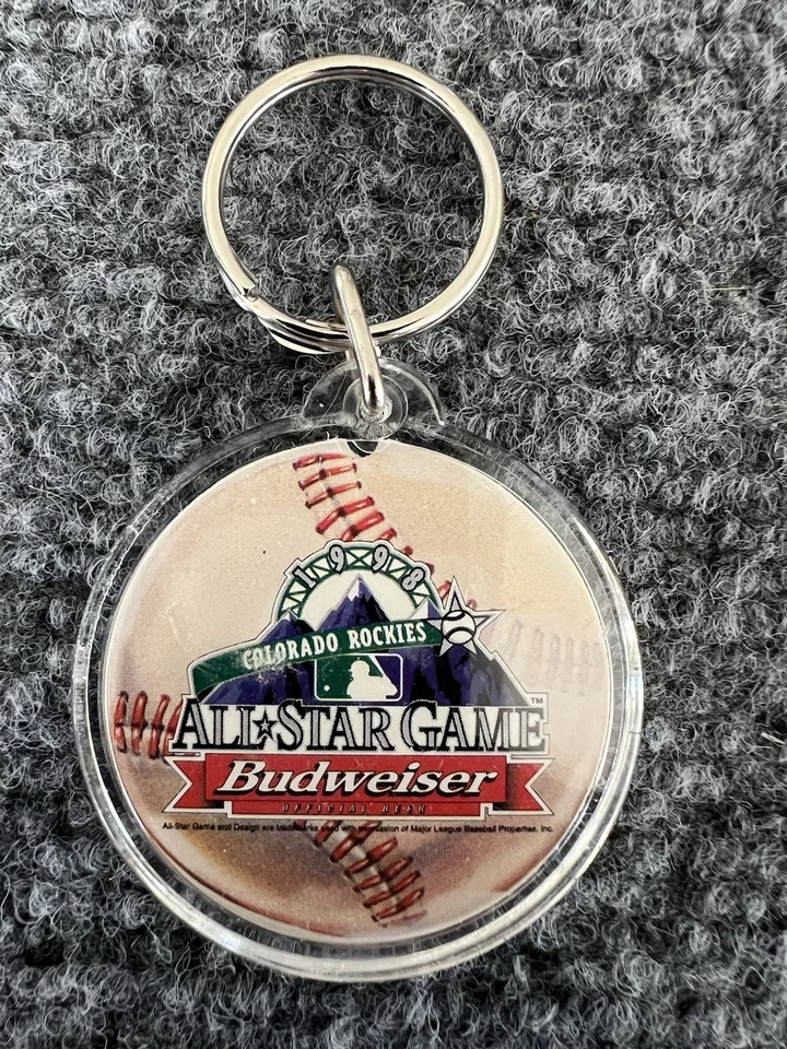 1998 AS All-Star Game Budweiser Colorado Rockies plastic key ring MLB Baseball - Image 2 of 2