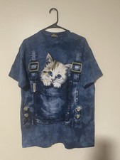 Kitty Overalls Graphic T-shirt by The Mountain Featuring A Design Size Large