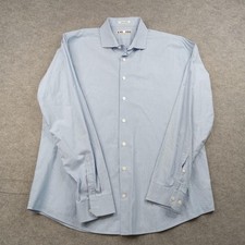 Express Shirt Mens XL 17-17.5 Blue Geometric Extra Slim Fit Dress Long Sleeve