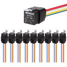 10 Pack Waterproof Relay Kit, 12V 40A, 4 Pin SPST, Heavy Duty 14 AWG Tinned