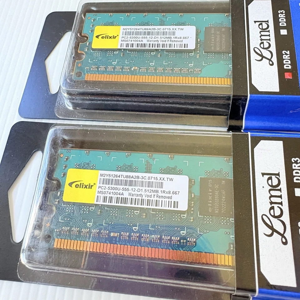 Elixir 512MB DDR2 PC2-5300U 667MHz Desktop Memory RAM Module 240-Pin DIMM x 2 - image 4 of 4