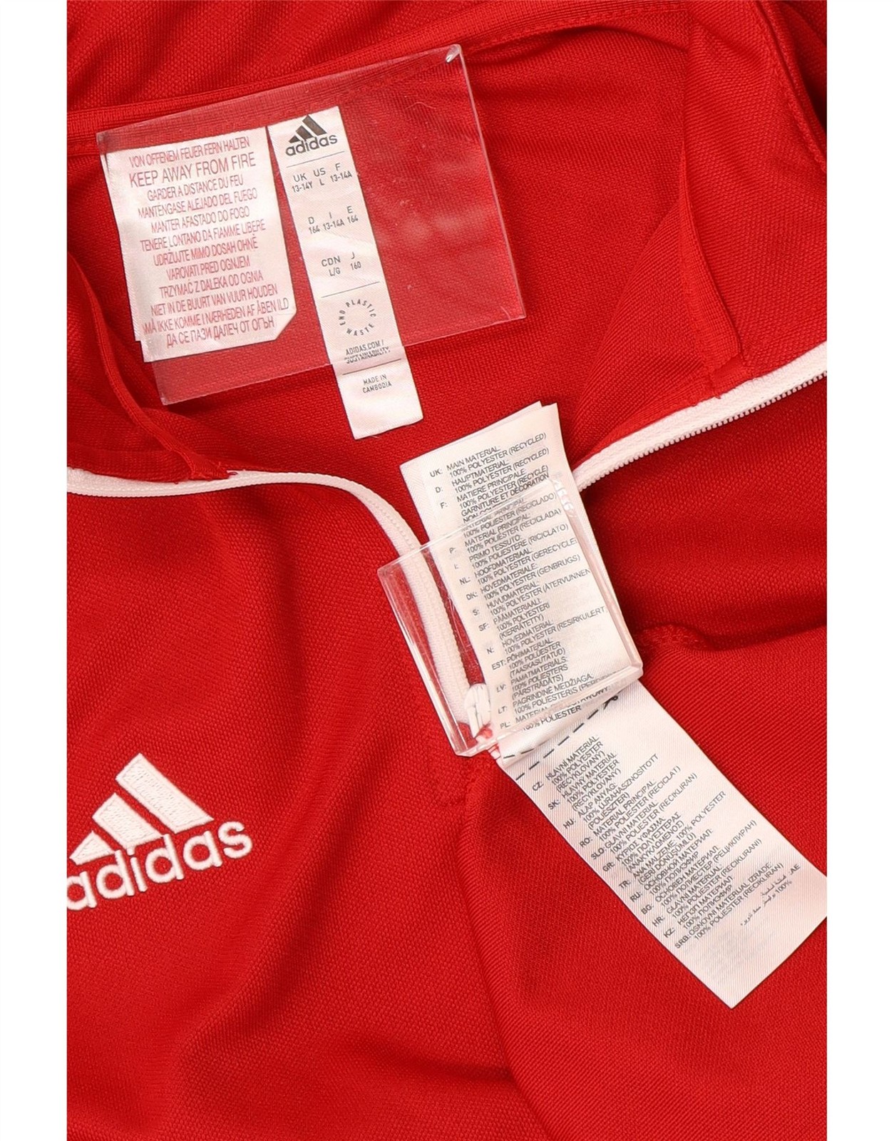 ADIDAS Boys Aeroready Zip Neck Pullover Tracksuit Top 13-14 Years Red CD08 image 3