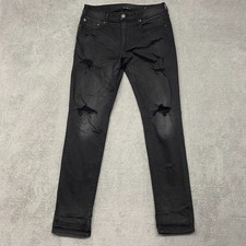 American Eagle Jeans Mens 31x32 Black Slim Ripped Distressed Next Level Flex