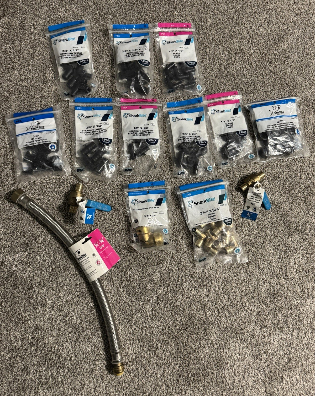 NEW SharkBite Plumbing Supply Lot PEX Push Connect Fittings Elbows Couplings