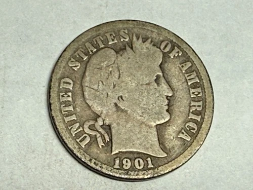 1901-O BARBER silver U.S. dime. Original Good. #q1