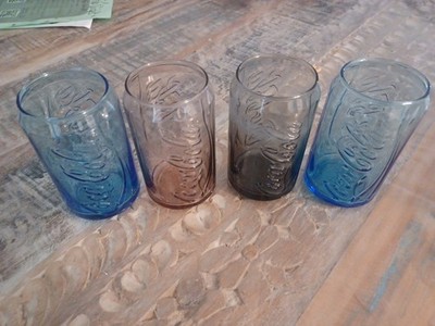 Set of 4 Vtg Coca-Cola Coke Can Shaped Clear Green Glass 12oz from Germany 