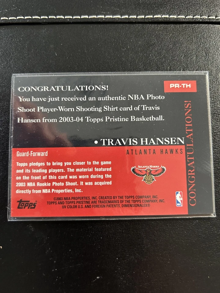 2003-04 Topps Pristine Travis Hansen #PR-TH Game Worn Hawks - Image 2 of 2