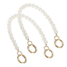 2Pcs Imitation Pearl Purse Strap, 12" Handbag Chain with Spring Clasp, 10mm