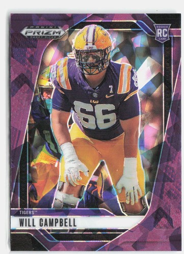 2025 Panini Prizm Draft Picks Football Purple Ice Will Campbell #54