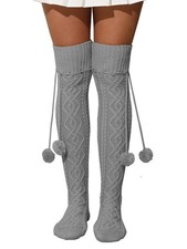 Womens Thigh High Socks Extra Long Cable Knit Over The Knee Soft Leg Warmers