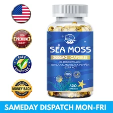 120 Pills Organic Sea Moss Capsules,Irish Sea Moss, Bladderwrack Immune Health