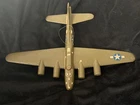 Vintage Wood Model Airplane B17 Primitive Military, WW2 - Olive Drab!