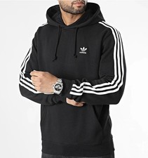 NEW MENS ADIDAS ORIGINALS 3 STRIPES TREFOIL HOODIE SIZE S Small  IM2088 BLACK