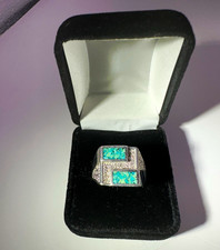Russian  84  silver ring with turquoise inlay...