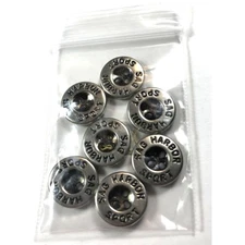1/2" Flat Metal Silver 4 Hole Sewing 7 Buttons Sag Harbor Sport - Vintage vn