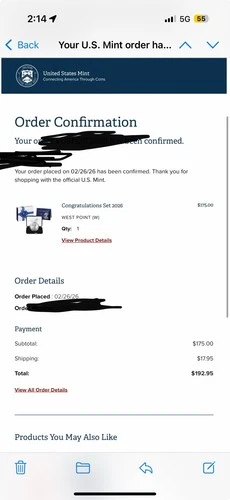 2026 Congratulations Set with 2026 P American Eagle Proof MINT SEALED Confirmed