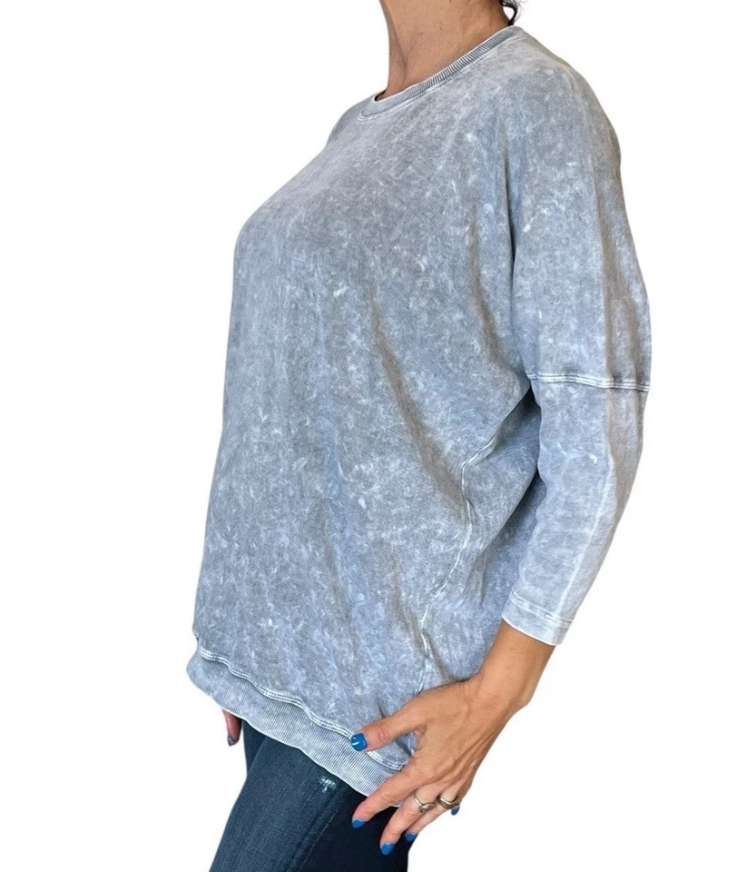 Hard Tail l 3/4 Sleeve Drape Back Tee T-207 Mineral Wash Gray T-Shirt Top Large - Image 3 of 4