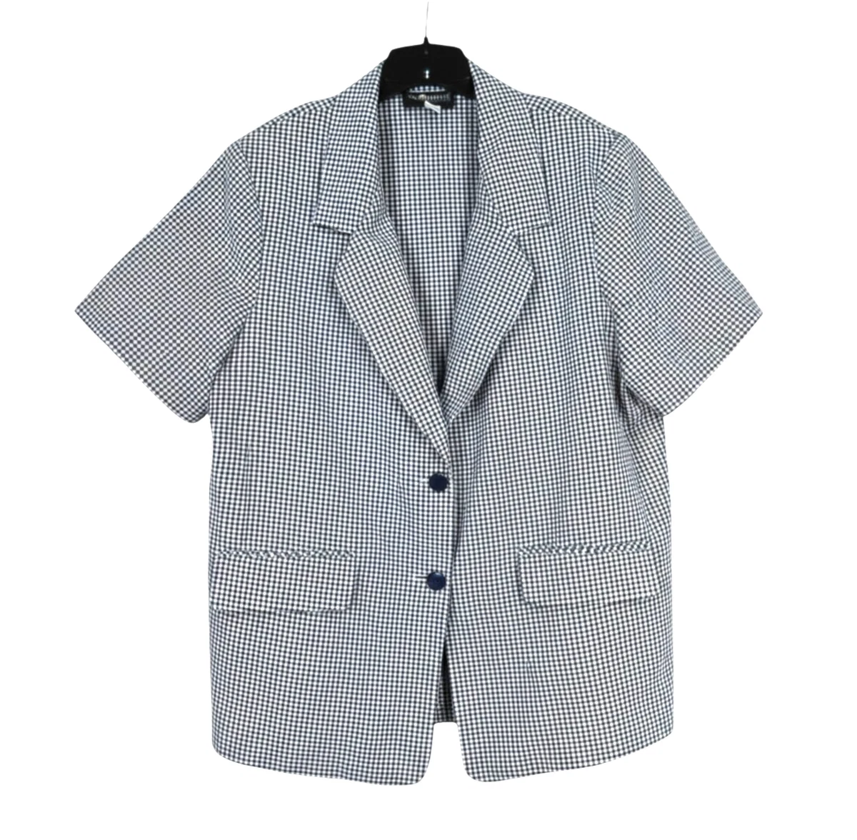 VTG SAG HARBOR Navy GINGHAM PLAID Twill 2-POCKETS Button-Up BLAZER VTG SAG HARBOR Navy GINGHAM PLAID Twill 2-POCKETS Button-Up BLAZER