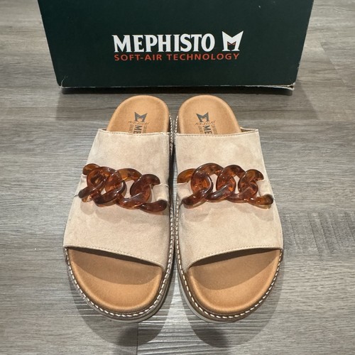 Mephisto Beverley Sandale Damen sandfarben Velcalf Premium Wildleder Schildpatt Kette 8 - Bild 3 von 11