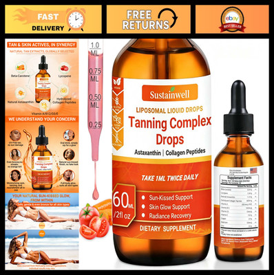 Sunless Bronzing Drops - Drinkable Tanning Liquid for Natural Glow, 2.04 Fl Oz