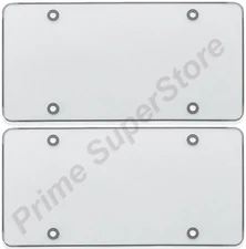 2 CLEAR FLAT LICENSE PLATE COVER BUG SHIELD PLASTIC TAG PROTECTOR