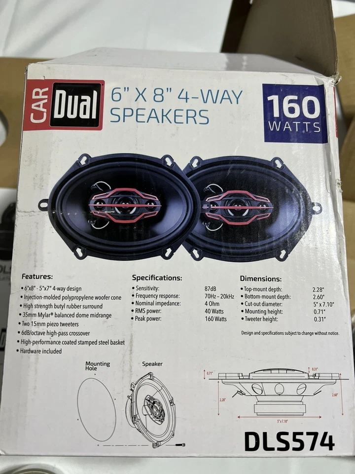 Car dual 6x8 speaker set 160 Watt Dls574 - Image 2 of 4