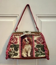 Isabelle Fiore King Charles Spaniel Dog Needlepoint Bag