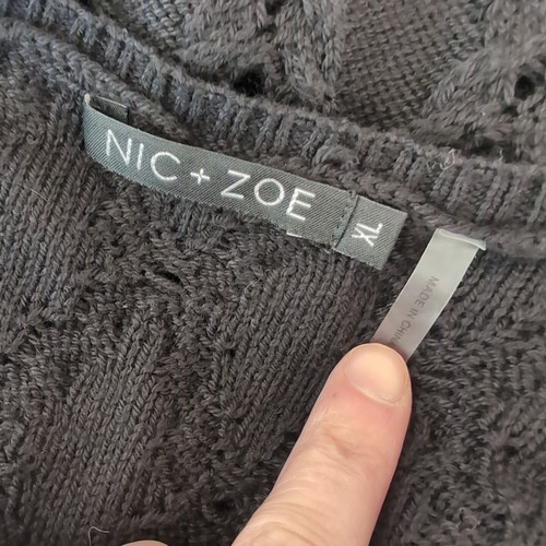 NWT Nic + Zoe Black Knit 3/4 Sleeve Sweater Size XL - Picture 10 of 12