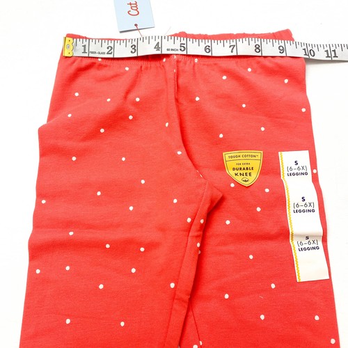 Cat & Jack Girls Size S 6/6X Pull-On Leggings Bright Coral Dot - Picture 6 of 9