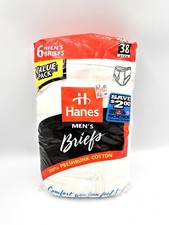 Vintage 1997 Hanes Mens Size 38 Briefs White 6 Pack 100 Cotton  USA Components  
