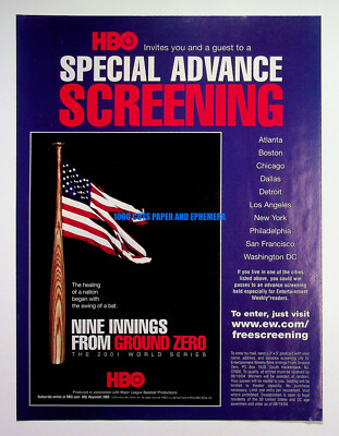 Nine Innings From Ground Zero HBO 2004 Trade Print Magazine Ad Poster ADVERT