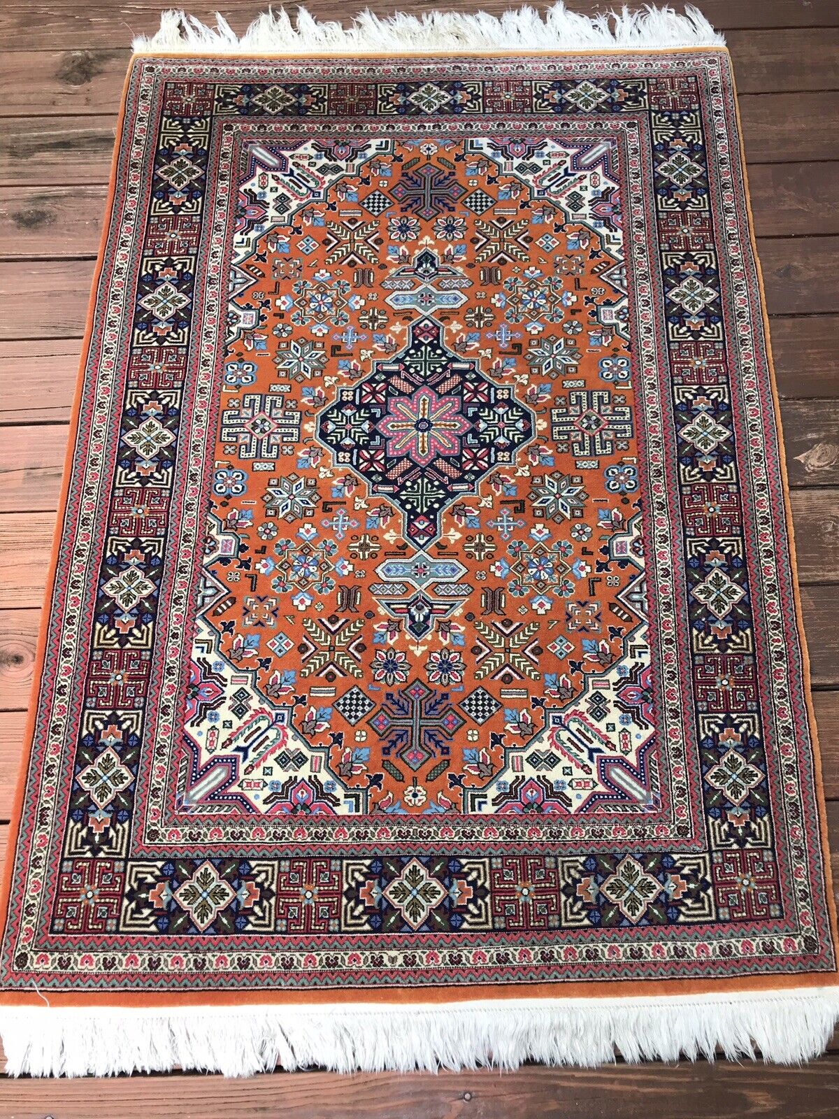 Vintage P Q O M Hand Knotted Rug