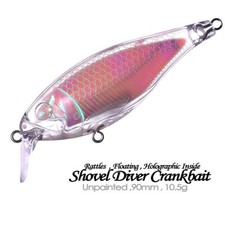 20PCS 9CM 10.5G Shovel Diver Rattle Crankbait Unpainted Bait Blank Fishing Lure