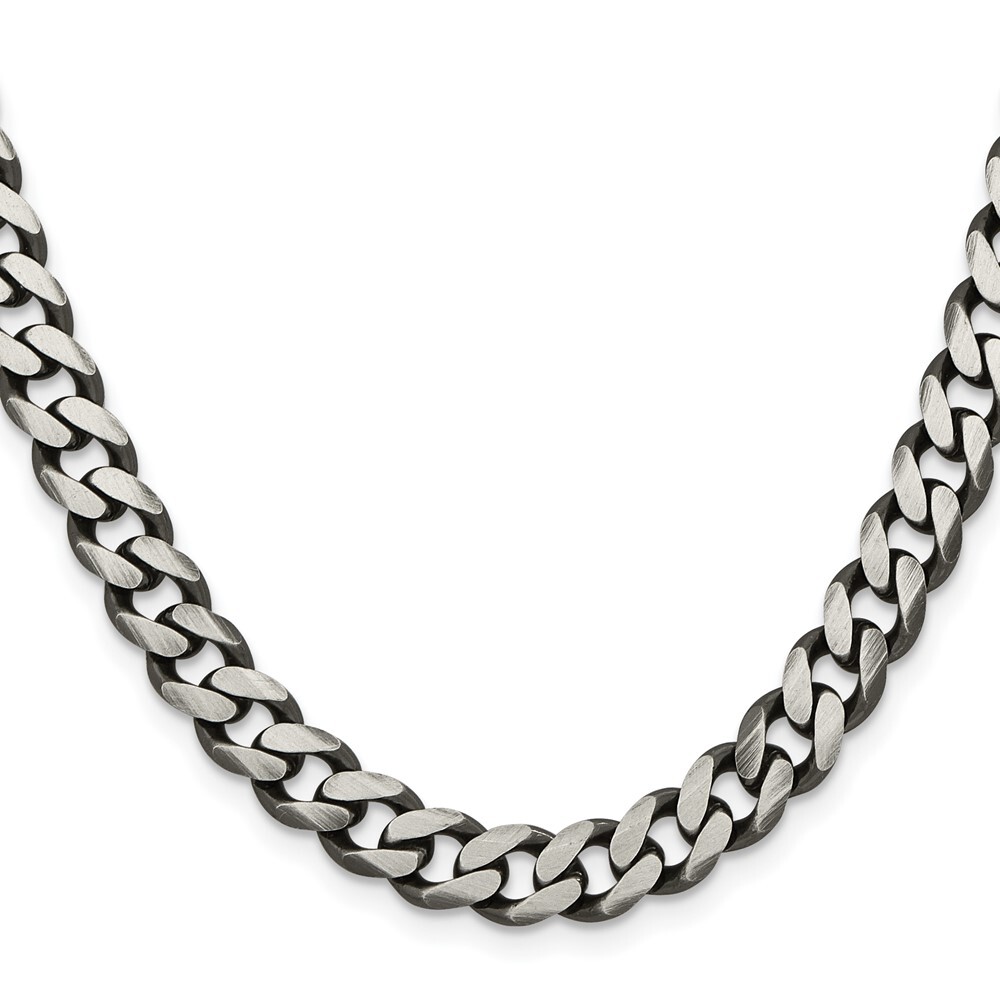 Sterling Silver Antiqued 9.3mm Curb Chain Necklace 24
