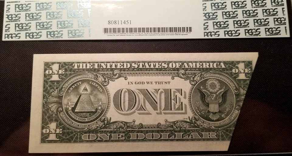 1969D PRINTED FOLDOVER ERROR $1 FRN FR. 1907-F PCGS AU-58 PPQ - Image 2 of 4