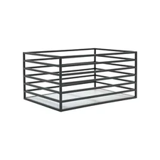   Storage Basket, Ribbed Metal, Matte Black