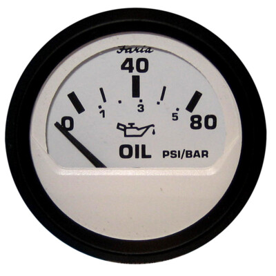 #ad FARIA EURO WHITE 2quot; OIL PRESSURE GAUGE 80 PSI $47.84