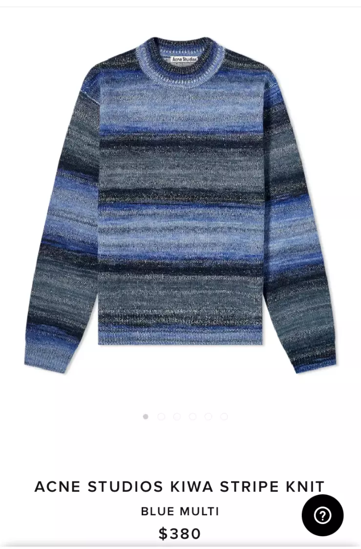 Acne Studios Kiwa Stripe Knit Blue Multi Men's Sweater Sz L