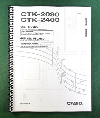 Casio CTK-2090 CTK-2400 Instruction Manual: 47 Pages Coil Bound & Clear Covers!