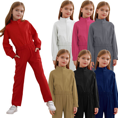 Kids Boys Mechanic Costume Coverall Boiler Suit Long Sleeve Overalls Jumpsuits