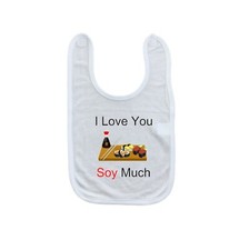 I Love You Soy Much Baby Bib - Laughing Giraffe Baby Bib - One Size - Sushi Pun