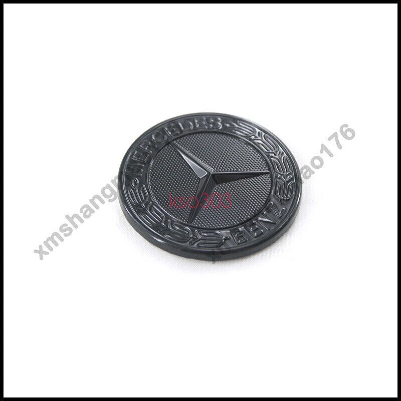 Emblema insignia corona laurel plana capó negro brillante para Mercedes Benz 1 pieza (pasta) Foto 2 de 4