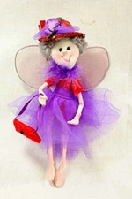 Red Hat Society Doll Ornament Christmas Tree 7" tall