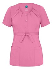 XXS Adar Indulgence Jr. Fit Scoop Neck Pleated Medical Scrub Top 4200 Sherbet
