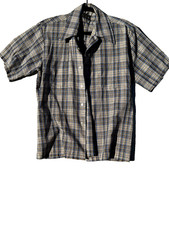 70'S JC PENNY MEN'S M 15-15.5" PLAID SHORT SLEEVE SHIRT