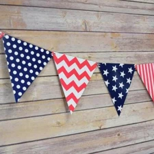 Quasimoon 4th of July Red, White and Blue Triangle Flag Pennant Banner (11FT)...