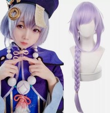 Cosplay Wig Genshin Impact Qiqi Anime Wig Lavender long hair with Free Wig Cap