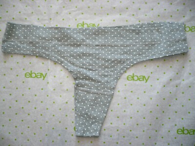 Rue 21 Women's Thong Panties MEDIUM Gray W White Dots 