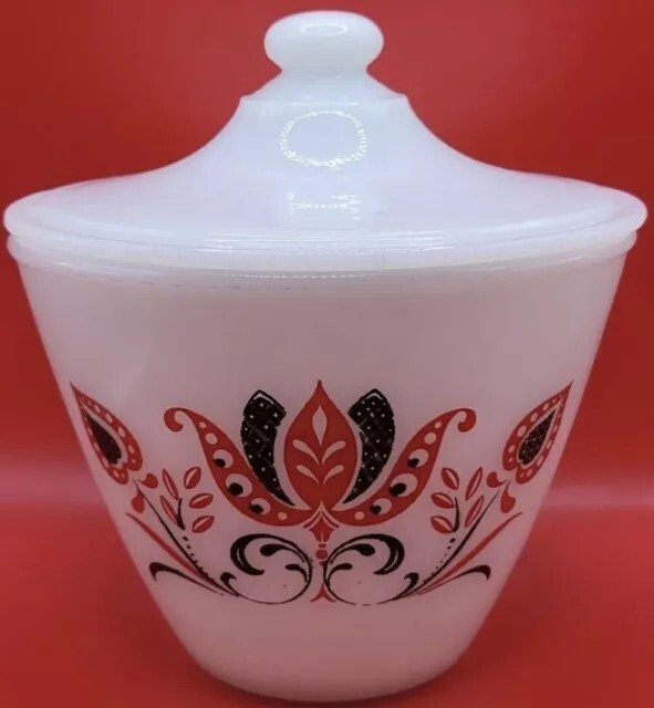 Vintage FIRE KING MODERN TULIP BOWL SET of 4 w/ GREASE JAR Excellent Condition!! eBay