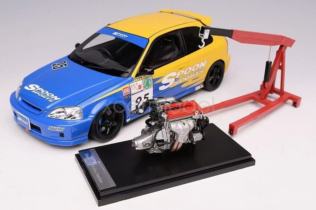 onemodel 1/18 ホンダシビックEK9 spoon 95 MH 1:18 Spoon For Civic Type R EK9 Spoon B16B Vtec Engine Diecast
